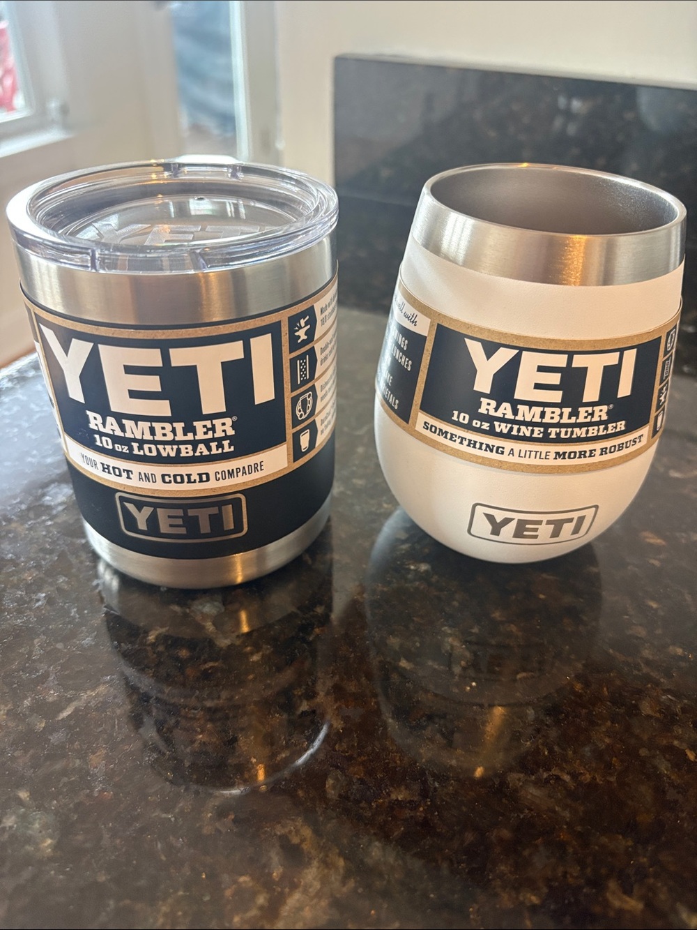 YETI Rambler 10 oz Lowball Black & 10 oz White Wine